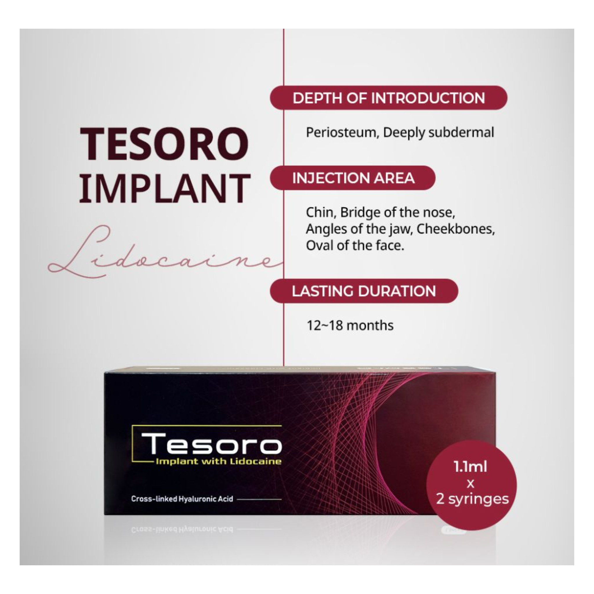 Filler Tesoro implant with Lidocaine